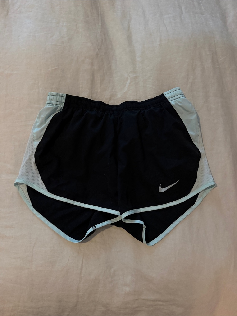 Nike Women's Black Athletic Shorts with Light Mint Trim
